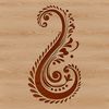 A stylized ornate shape inspired by traditional paisley motifs.