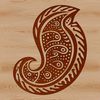 A stylized ornate paisley design made from connected curved shapes, suitable for vector graphics and digital editing.