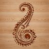 A stylized, ornate paisley pattern made up of interconnected teardrop shapes.