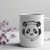 Cute Giant Panda Illustration Black and white illustration of a giant panda in a natural habitat.