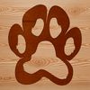 A set of interlocking animal paw prints in various sizes, suitable for use as clip art or template.