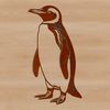 A black and white illustration of a penguin standing on ice, suitable for vector art projects.