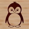 A simple line drawing of a penguin in a neutral color scheme.