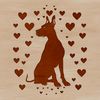 Loving Great Dane Vector Clip Art A large breed dog sitting on the ground, with heart symbols surrounding it, suitable for use as vector art or clip art.
