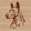 Doberman Pinscher Breed SVG Graphic Design Template An SVG representation of a Doberman Pinscher breed dog, suitable for use in graphic design projects.
