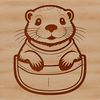 A close-up illustration of a wild otter's face with distinctive markings.