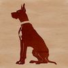 Large breed dog sitting on floor, ideal for vector art projects.