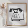 Classic Telephone Design An illustration of a classic telephone with a cord and receiver.