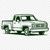 Bold Pickup Truck Illustration A detailed illustration of a pickup truck with bold lines and precise shapes.
