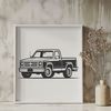 A stylized illustration of a pickup truck, suitable for digital cutting machines like Cricut.
