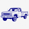Pickup Truck SVG Illustration A 2D illustration of a pickup truck with details suitable for cutting or printing.