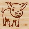 Standing Pig Illustration A standing pig with a calm expression.