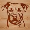 Bold Pitbull Portrait Illustration A stylized vector graphic of a pitbull's face with bold lines and textures.