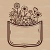 Wild Flower Pocket Clip Art A hand-drawn floral design featuring a stylized wild flower in the shape of a pocket.