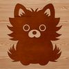 A small, fluffy dog breed sitting on its haunches, suitable for digital use and customization.