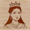 A royalty-inspired illustration of a female character in a princess costume, suitable for digital crafting and design.