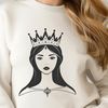 A regal female figure in a medieval-inspired gown, suitable for vector graphics and cutting machine designs.