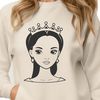 Free Vector Girl Image A young female princess with a kind expression, suitable for clip art and vector design projects.