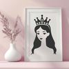 An SVG vector design of a girl dressed as a royal princess with ornate details.
