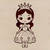 A digital illustration of a female character in a princess costume, suitable for use as clip art or vector design.