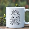 Whimsical Princess Illustration A digital illustration of a young princess in a traditional fairy tale setting.