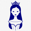 Beautiful Princess Illustration Design A young female princess in a traditional dress, suitable for vector art and cutting machine designs.
