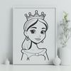 A regal female figure in traditional attire, ideal for vector art and cutting machine designs.