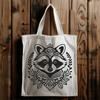 Floral Raccoon Vector Graphic A detailed illustration of a raccoon in a floral setting, created as a scalable vector graphic.