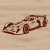 An SVG design of a sleek racing vehicle with bold lines and dynamic proportions.