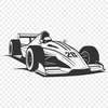 Racing Car Clip Art in Vector Format A detailed digital drawing of a racing vehicle designed as an SVG clip art file.