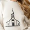 SVG Design of a Beautiful Church Building Illustration of a Baptist church building with a steeple and entrance.