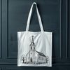 Vector Design of a Religious Building A simple vector illustration of a Baptist church building with a steeple and entrance.