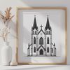 Free Vector Illustration of a Church A detailed illustration of a Baptist church building with a simple design.