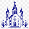 Catholic Architecture in Vector Format Catholic church building with architectural details and religious symbols in a vector design format.