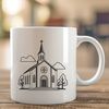 Classic Christian Architecture SVG A vector graphic representation of a classic Baptist church exterior featuring a distinctive architectural style.