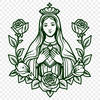 A traditional illustration of the Immaculate Heart of Mary, depicted in floral patterns and ornate details.