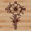 A simple white metal crucifix with a floral motif, suitable for various design applications.