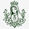 Free Vector Clip Art for Personal Projects A stylized illustration of the Immaculate Heart, surrounded by floral elements.