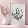 Vector Floral Emblem with Immaculate Heart Design Religious floral emblem featuring an immaculate heart design in vector format.