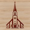 A traditional Protestant church design A stylized illustration of a Protestant church with traditional architecture.