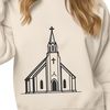 Catholic Church Icon A stylized illustration of a Catholic Church building with detailed architectural features.