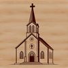 A simple illustration of a traditional Baptist church building, suitable for crafting or design projects.