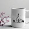 Classic House of Worship Design An SVG representation of a classic church exterior with steeples and a symmetrical façade.