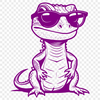 Vector Lizard Silhouette with Cool Shades A cartoon lizard wearing trendy sunglasses on its head, depicted as a vector graphic.