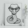 Snake Character in Vector Format A serpent with glasses, illustrated in vector format.