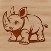 A vector illustration of a rhinoceros in profile, suitable for digital design projects.