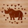 Rhino animal with love hearts illustration in vector format.