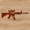 A detailed illustration of a rifle, suitable for use in digital designs and cutting machine projects.