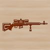Illustrative representation of a modern rifle with detailed design elements.