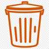 A simple vector illustration of a standard trash can with lid open.